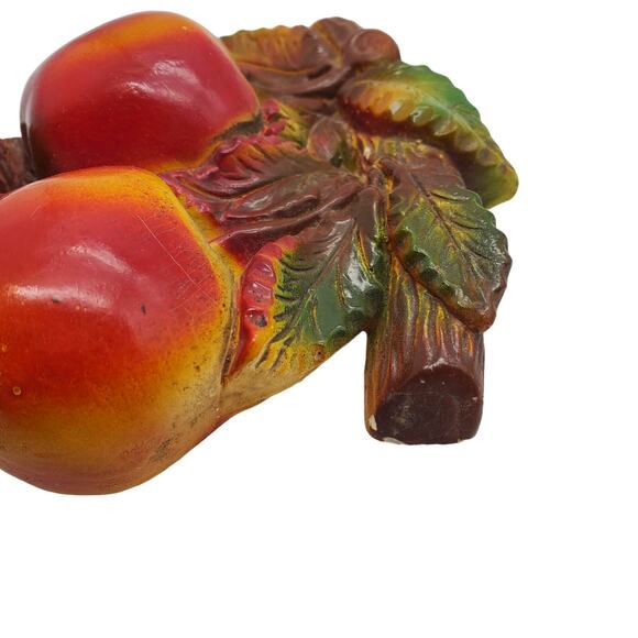 Vintage Chalkware Fruit Wall Hanging Plaque 1940s Kitchen Decor Retro Cottage - Picture 2 of 8
